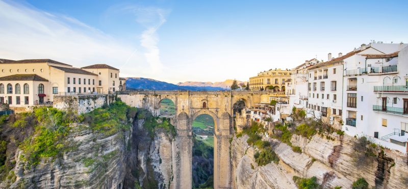 Puente nuevo bridge and wide panorama of ronda